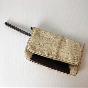 4/$25 J. McLaughlin Canvas Leather Fold Clutch